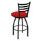 Holland Bar Stool Co 30" Swivel Bar Stool, Black Wrinkle, Canter Red Seat 41030BW011 - alternate 4